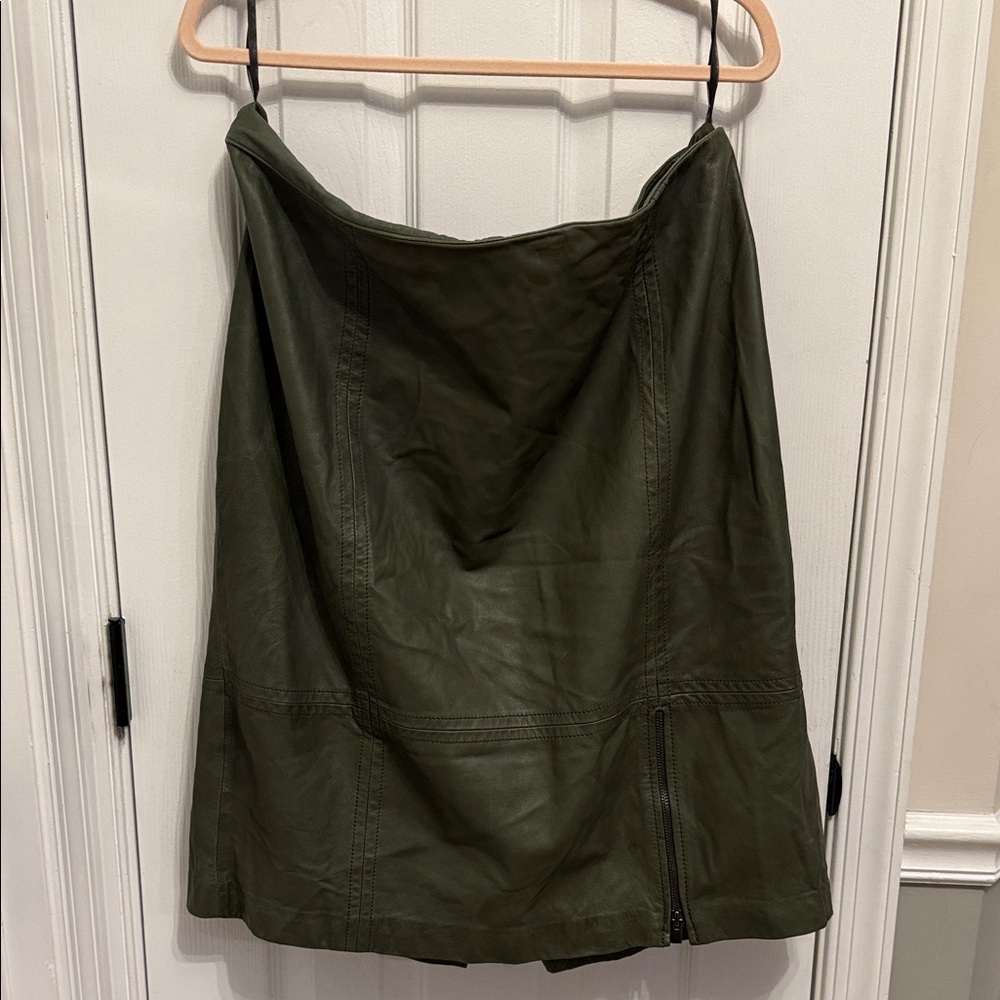 Talbots Olive Green Lambskin Leather Pencil Skirt Sz 18